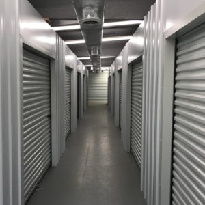 View of indoor climate-controlled storage units